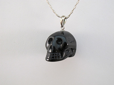 Small Black Obsidian Crystal Skull Pendant