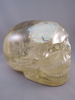 Large Brazilian Citrine Skull Master Carved with Rainbows