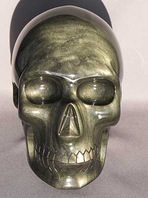 356g 7cm Longest Length Polished Flashy Golden Sheen Obsidian Skull