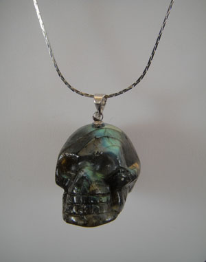 Labradorite Crystal Skull Pendant