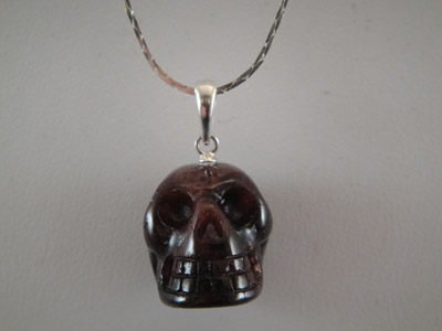 Garnet Crystal Skull Pendant 