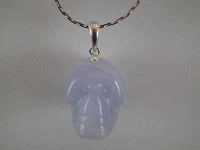 Blue Lace Agate Crystal Skull Pendant