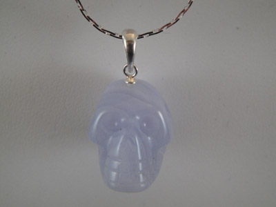 Blue Lace Agate Crystal Skull Pendant