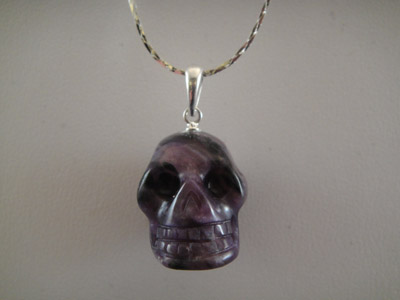 Charoite Crystal Skull Pendant 