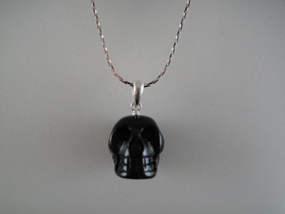 Black Tourmaline Crystal Skull Pendant 