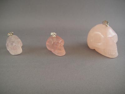 Rose Quartz Crystal Skull Pendants