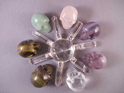 7 CRYSTAL SKULLS